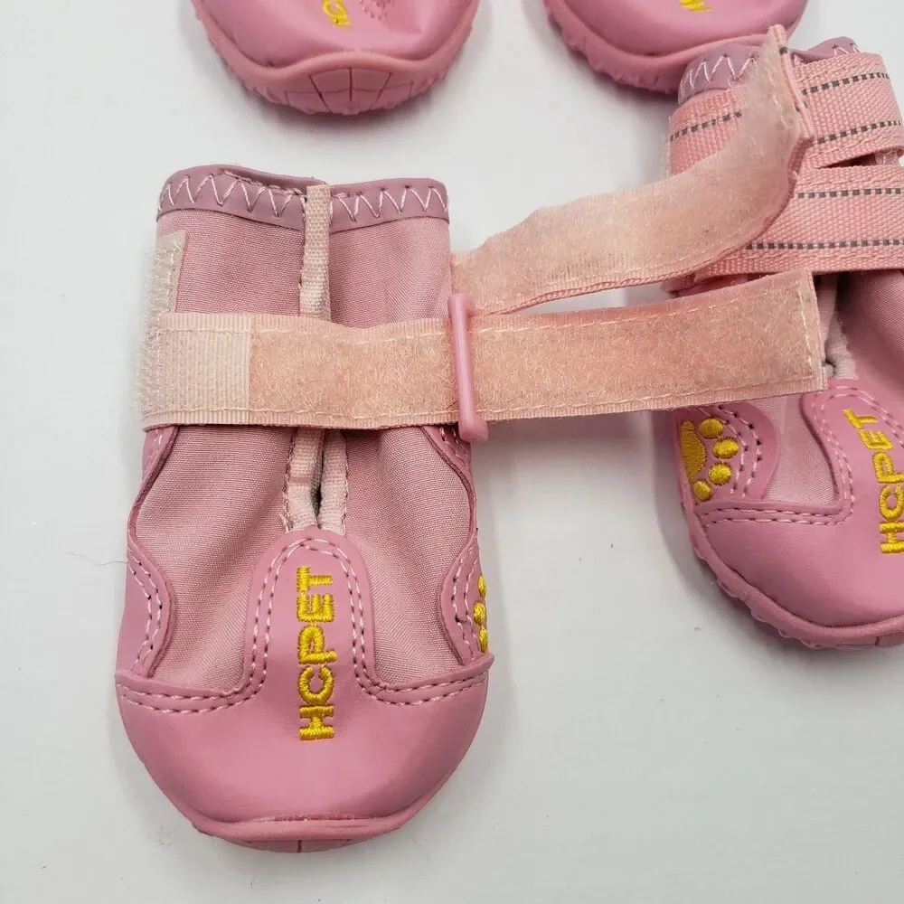 HCpet Pink Dog Boots Shoes Paw Protection All Weather Waterproof Booties Size 2